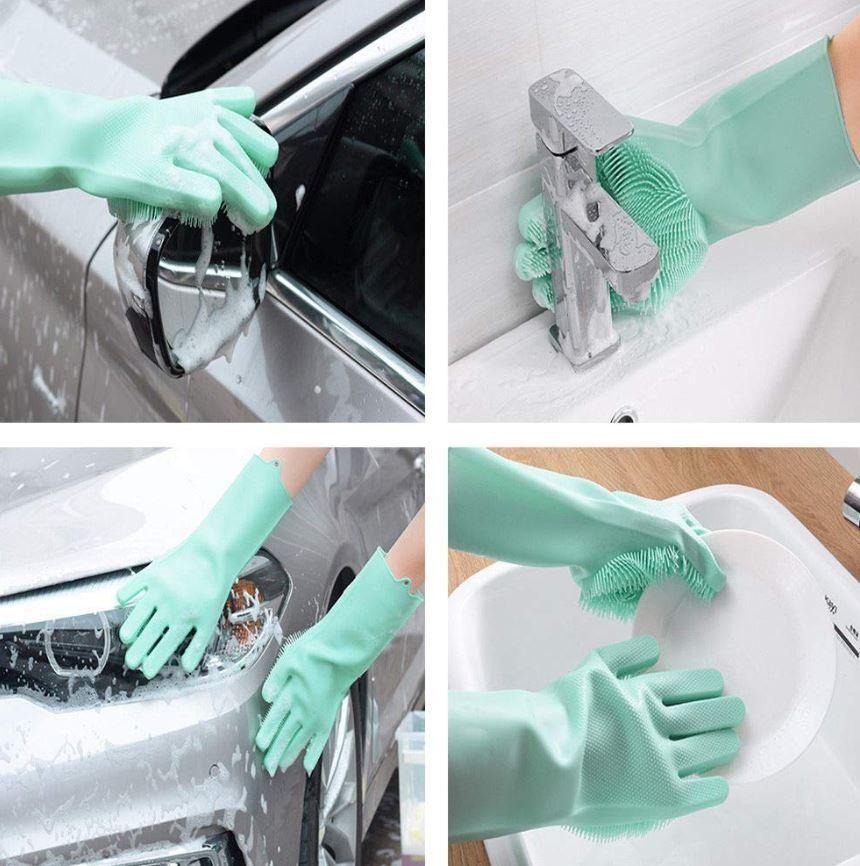 Silicon Hand Gloves for Kitchen Dishwashing and Pet Grooming