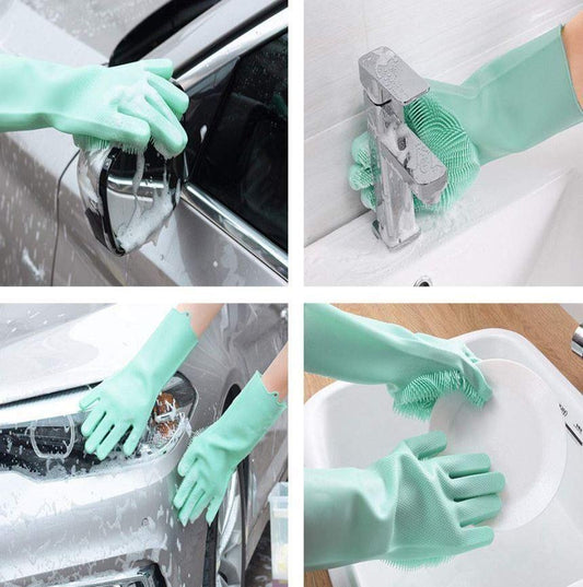 Silicon Hand Gloves for Kitchen Dishwashing and Pet Grooming