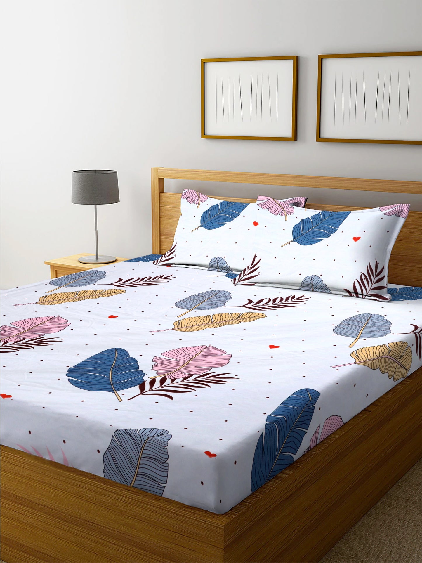 Glace Cotton Double Bed Fitted Bedsheet – 72x78x8