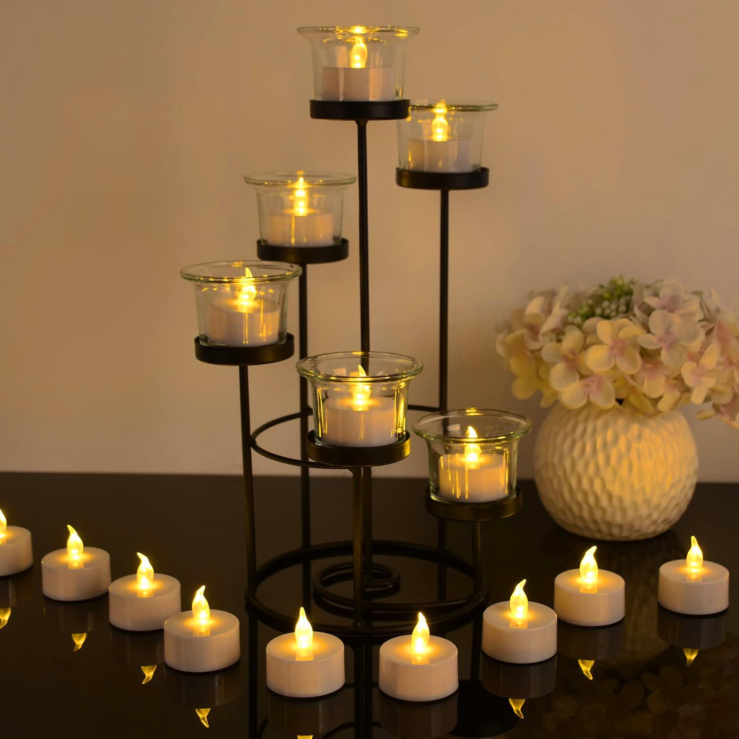 VERVENIX (Pack of 12 LED Tealight Candles, Battery Operated Flameless & Smokeless Decorative Lights for Diwali, Pooja, Christmas, Home & Party Decoration, Warm Yellow Glow