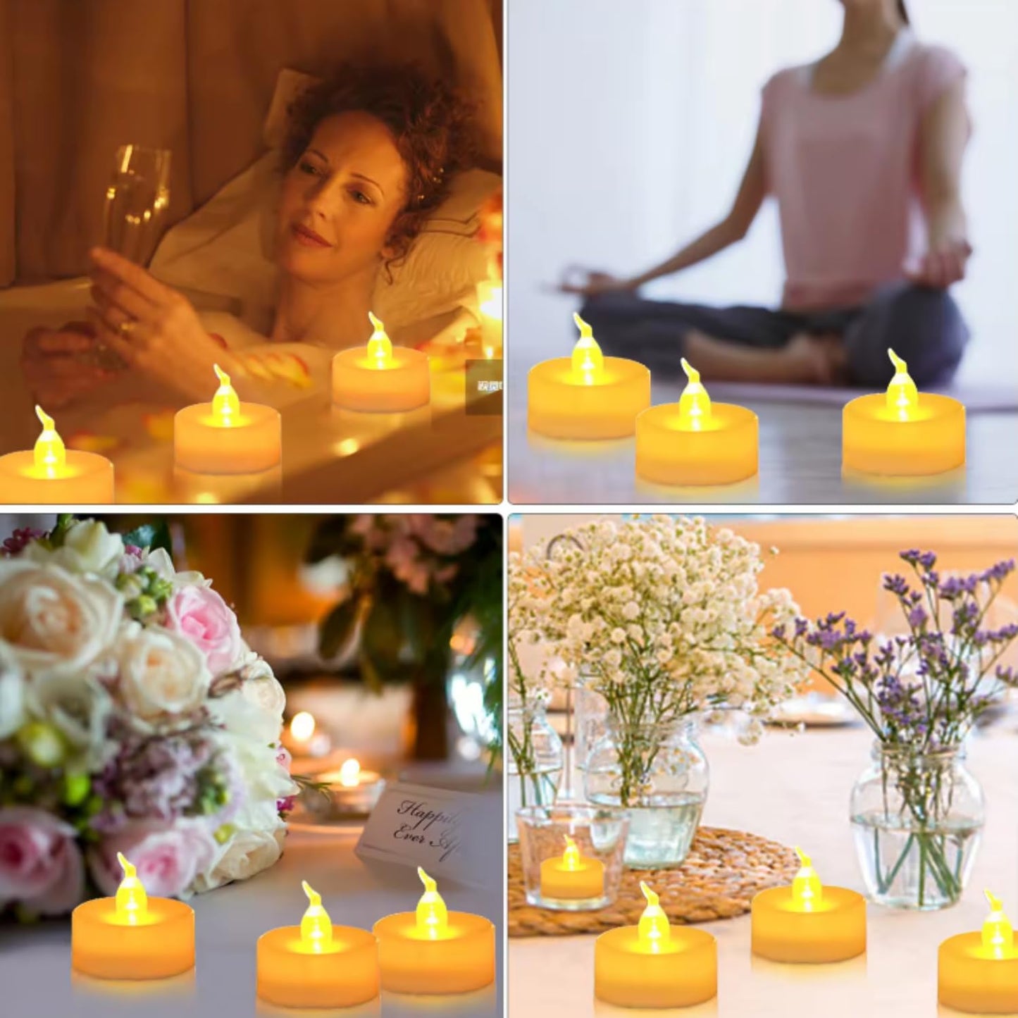 VERVENIX (Pack of 12 LED Tealight Candles, Battery Operated Flameless & Smokeless Decorative Lights for Diwali, Pooja, Christmas, Home & Party Decoration, Warm Yellow Glow