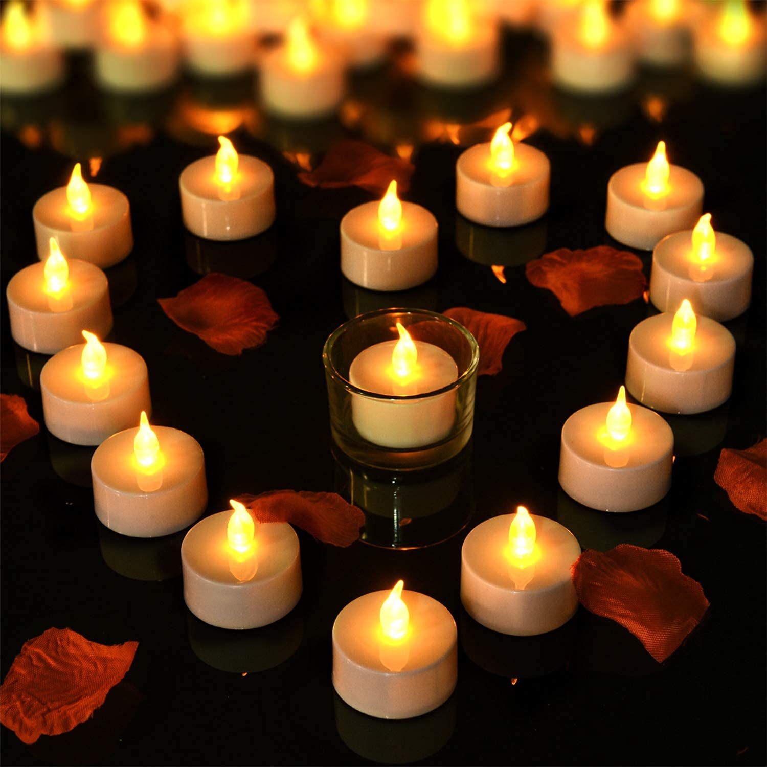 VERVENIX (Pack of 12 LED Tealight Candles, Battery Operated Flameless & Smokeless Decorative Lights for Diwali, Pooja, Christmas, Home & Party Decoration, Warm Yellow Glow